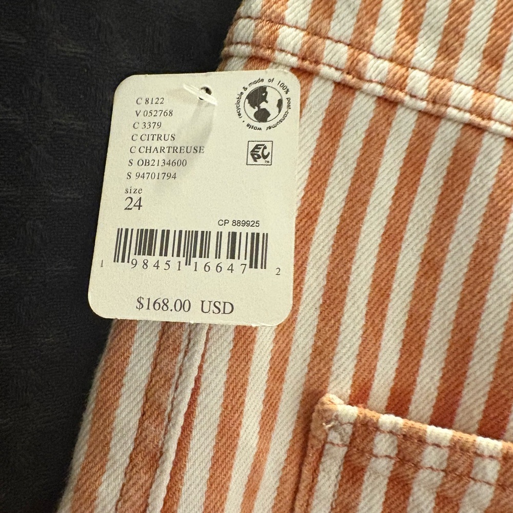 Free People We The Free Moxie Railroad Low-Slung Jeans 24 Color: Citrus NWT - Picture 7 of 7